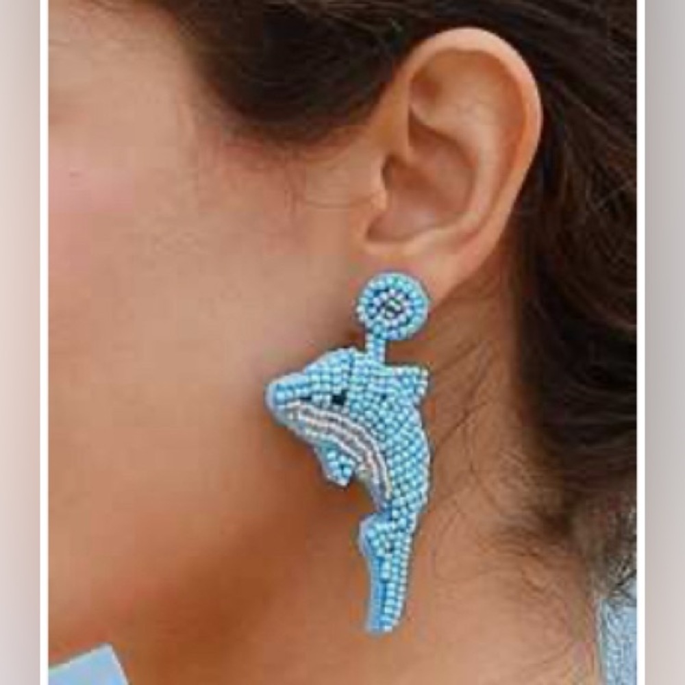 Cute, beaded dolphin earrings